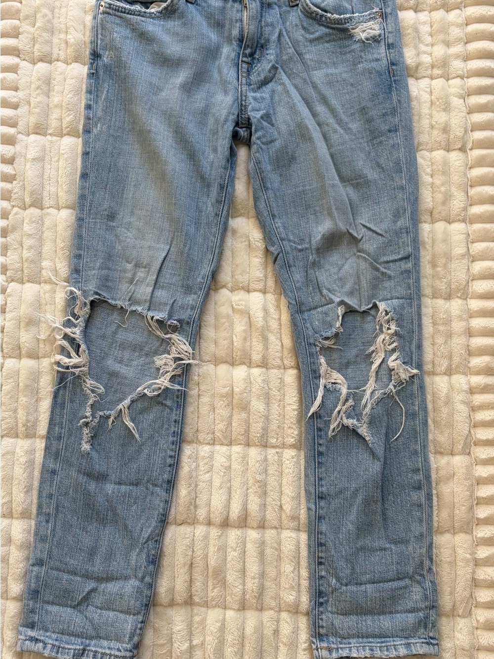 Current/Elliott Light Wash Distressed Boyfriend Jeans